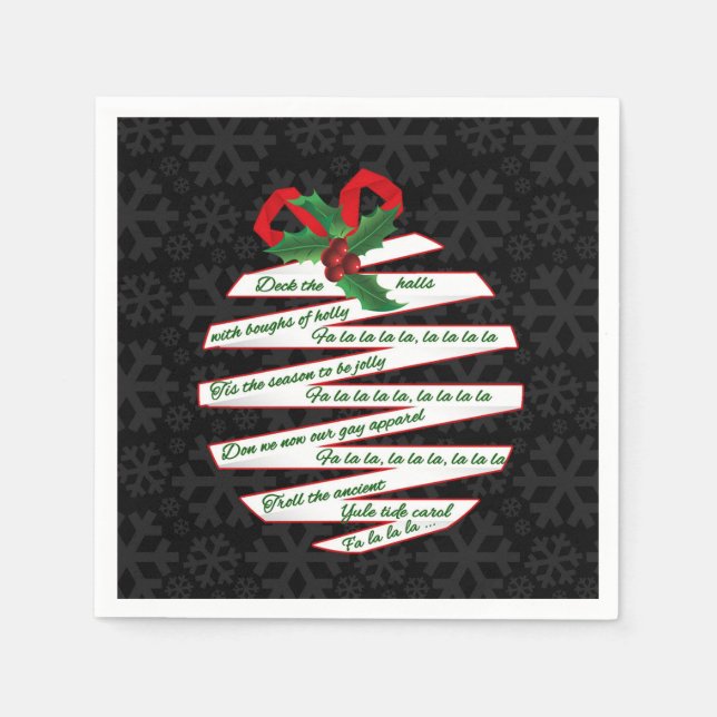 Servilleta De Papel Deck the Halls Let's Fiesta vacaciones en blanco y (Anverso)