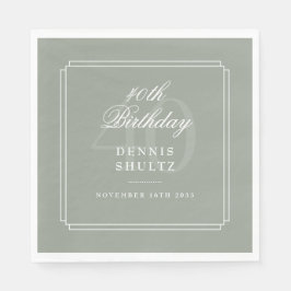 Servilleta De Papel Deco clásico | Sabio y blanco 40 cumpleaños