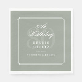 Servilleta De Papel Deco clásico | Sabio y Blanco 80 cumpleaños