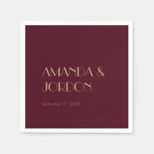 Servilleta De Papel Deco de tipo de oro Cóctel Boda de Borgoña