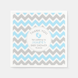 Servilleta De Papel Decoración de Baby Shower gris azul, chevron moder