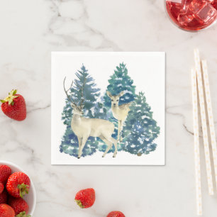 Servilleta De Papel Decoración de ciervos del bosque nevado de Navidad