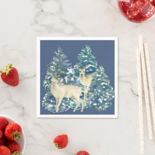 Servilleta De Papel Decoración de ciervos del bosque nevado de Navidad