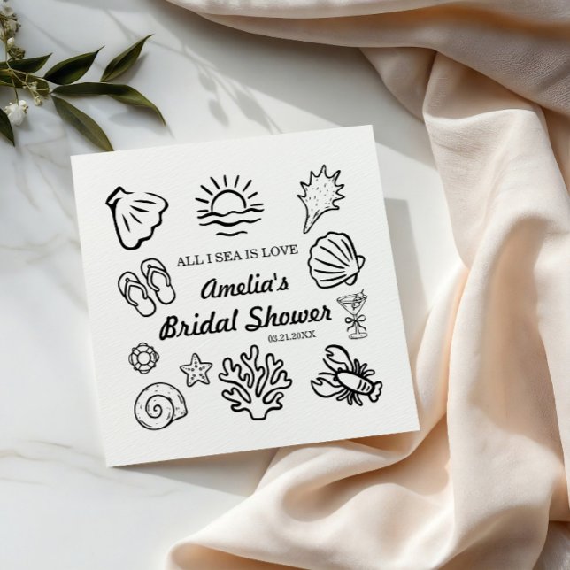 Servilleta De Papel Decoración de Despedida de Soltera Costera Dibujad (Subido por el creador)