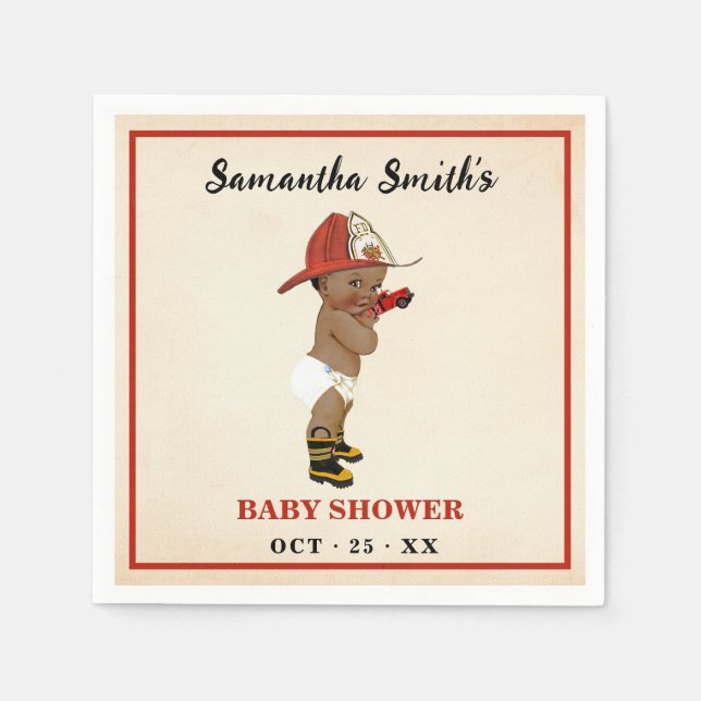 Servilleta De Papel Decoración de Fiesta de Baby Shower para bomberos (Anverso)