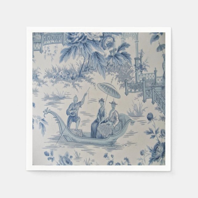 Servilleta De Papel Decoración de la Chinoiserie azul y blanco (Anverso)