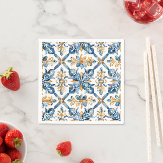 Servilleta De Papel Decoración de las toallas azules mediterráneas