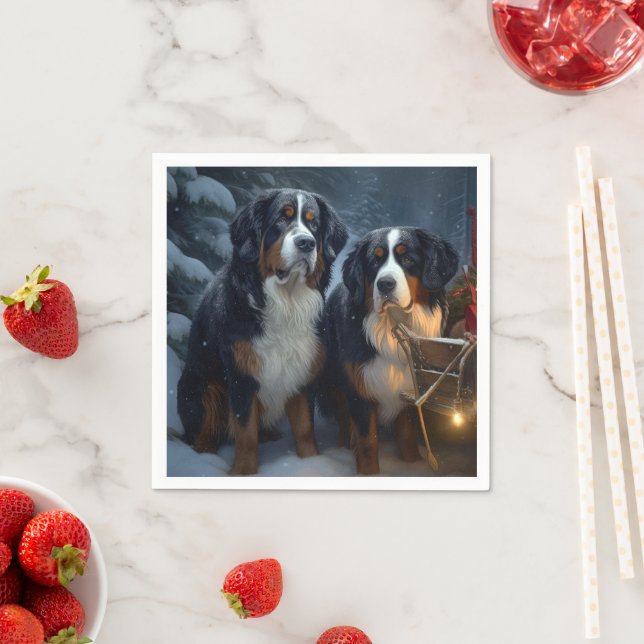 Servilleta De Papel Decoración de los Navidades de montaña Snowy Sleig (In situ)