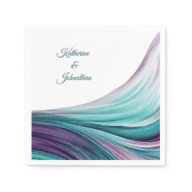 Decoración de mesa Boda moderna-morada y Verde azu