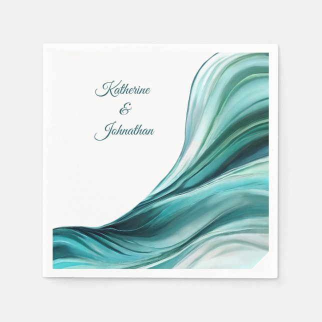 Servilleta De Papel Decoración de mesa Boda moderna-verde esmeralda- (Anverso)
