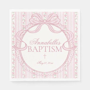 Servilleta De Papel Decoración de Mesa de Bautizo Floral Antiguo Rosa 