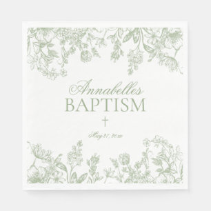 Servilleta De Papel Decoración de mesa de bautizo floral vintage en ve