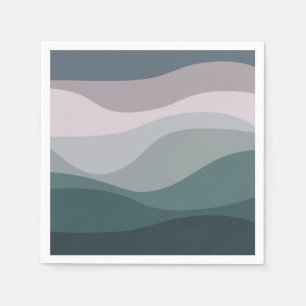 Servilleta De Papel Decoración de ondas de estilo retro púrpura y turq