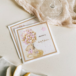 Servilleta De Papel Decoración De Oso Vintage Bebé Chica Ducha Rosa