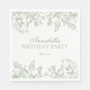 Servilleta De Papel Decoración de postre de cumpleaños floral vintage