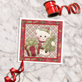 Servilleta De Papel Decoración del oso blanco del árbol de navidad ret