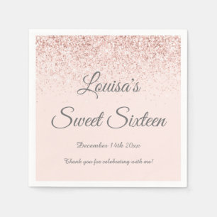 Servilleta De Papel Decoración dulce 16 Napkin Rubor Rosa y Rosa Gold