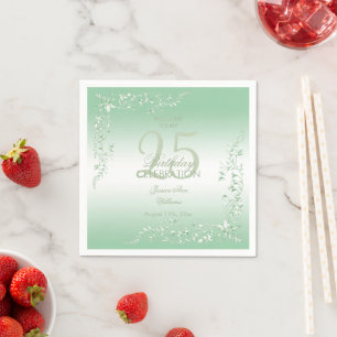 Servilleta De Papel Decoración elegante de esmeralda para 25 cumpleaño