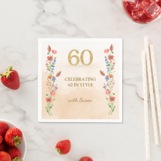 Servilleta De Papel Decoración elegante de fiesta de cumpleaños 60 con