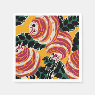 Servilleta De Papel Decoración floral Art Déco de color amarillo mosta