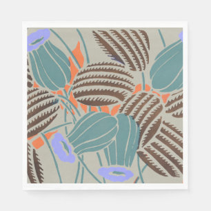 Servilleta De Papel Decoración floral moderna boho azul turquesa y lav