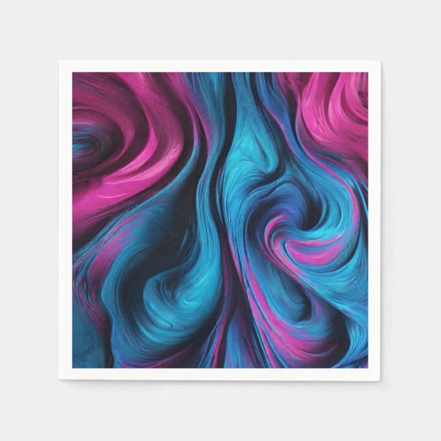 Servilleta De Papel Decoración moderna de la mesa - azul y rosa- (Anverso)