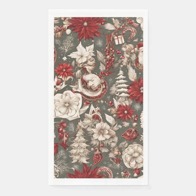 Servilleta De Papel decoración navideña de cuento de hadas, flores (Anverso)
