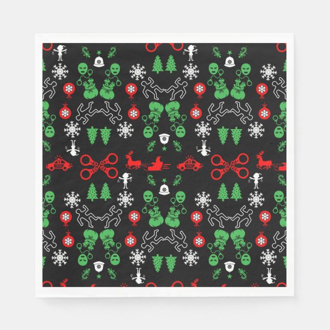 Servilleta De Papel Decoración Navideña Policíaca (Anverso)