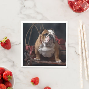 Servilleta De Papel Decoración Navideña Trineo Nevado Bulldog