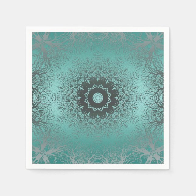 Servilleta De Papel Decoración ornamental de seda verde degradado aráb (Anverso)