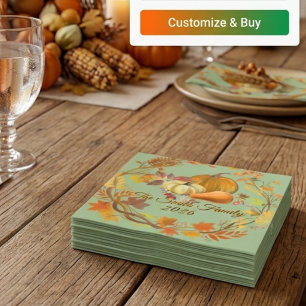 Servilleta De Papel Decoración personalizada de mesa de Acción de Grac