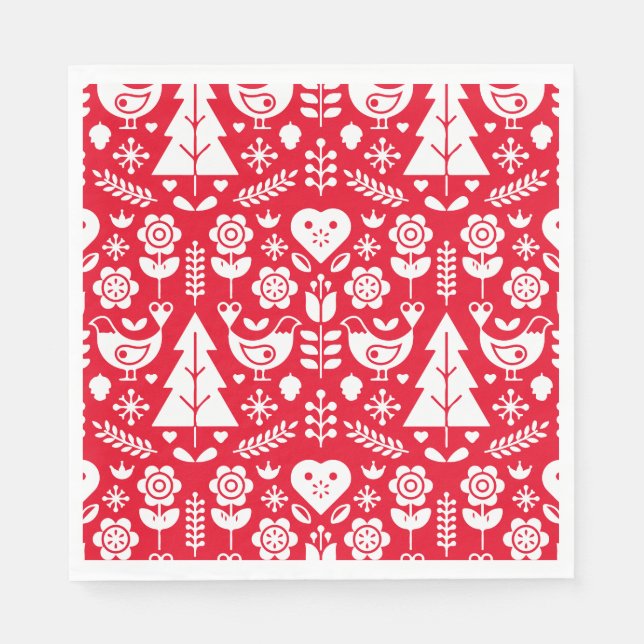 Servilleta De Papel Decoraciones navideñas nórdicas escandinavas (Anverso)