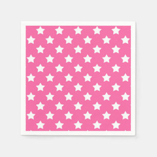 Servilleta De Papel Decorativo del patrón de estrellas blancas rosadas