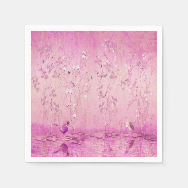 Servilleta De Papel Decoup Chinoiserie rosa (Anverso)