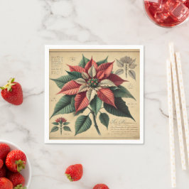 Servilleta De Papel Decoupage botánica de Poinsettia festiva retro