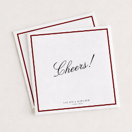 Servilleta De Papel Deep Red Border Wedding Napkins