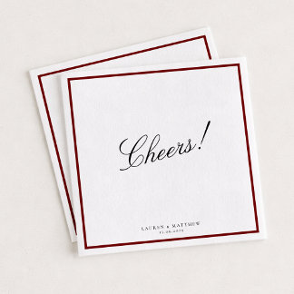 Servilleta De Papel Deep Red Border Wedding Napkins