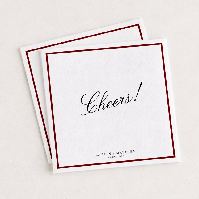 Servilleta De Papel Deep Red Border Wedding Napkins (Subido por el creador)
