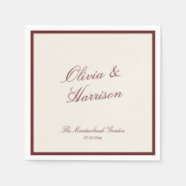 Servilleta De Papel Deep Wine Classic Calligraphy Old Money Wedding