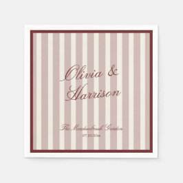 Servilleta De Papel Deep Wine Old Money Striped Wedding Napkins