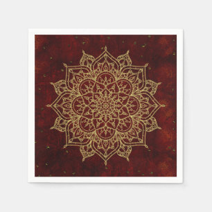 Servilleta De Papel Deep Wine Red Mandala & Gold Glam Moda moderna