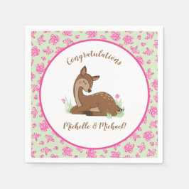 Servilleta De Papel Deer Baby Shower Woodland Fawn Pink