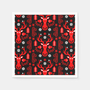 Servilleta De Papel Deer de Navidades rojos escandinavos