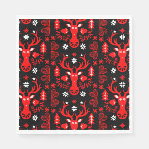 Servilleta De Papel Deer de Navidades rojos escandinavos