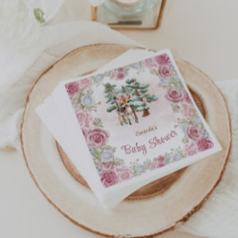 Servilleta De Papel Deer floral Snowflakes Baby Girl Shower