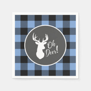 Servilleta De Papel Deer Hunding Lodge Baby Shower Antlers Boy Blue