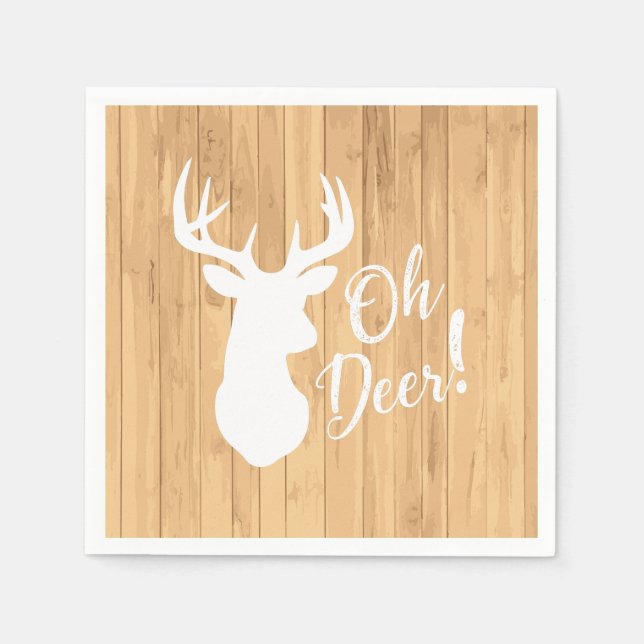 Servilleta De Papel Deer Hunting Lodge Baby Shower Antlers (Anverso)