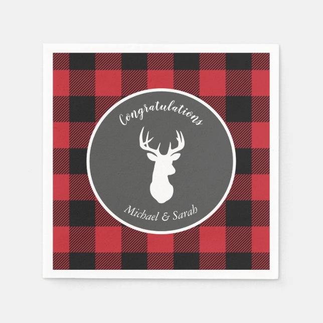 Servilleta De Papel Deer Hunting Lodge Baby Shower Antlers (Anverso)