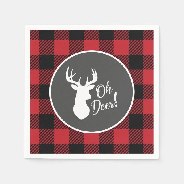 Servilleta De Papel Deer Hunting Lodge Baby Shower Antlers (Anverso)