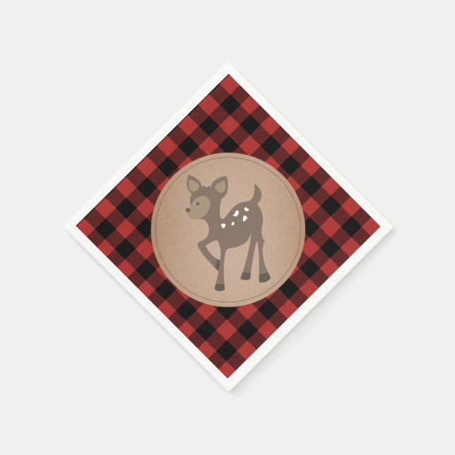 Servilleta De Papel Deer Lumberjack Plaid Baby Shower Napkins (Borde)